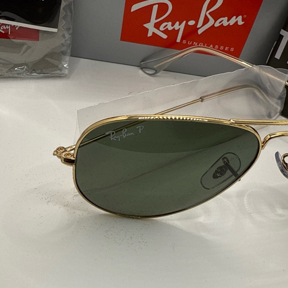 Ray-Ban Sunglasses RB3025 Aviator Classic 58mm Gold Frame Polarized Green Lens - Picture 2 of 12